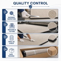Tapis de salon moderne minimaliste crème, tapis texturé sur mesure avec bordure noire, antidérapant, résistant à l'usure, insonorisant, OEM