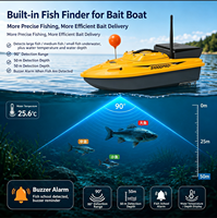 Bateau à appâts télécommandé 12V sans balais avec GPS, anti-chute, haute vitesse, et sonar de détection de poissons