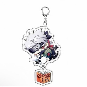 Llavero de acrílico de doble pieza con diseño de dibujos animados, colgante de personaje ninja versión Q, pequeño dije de bestia, con cierre de langosta metálico - Product Image 4