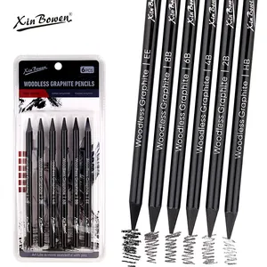 Xin Bowen Set pensil kayu profesional, sketsa arang untuk seni melukis sketsa 6 buah