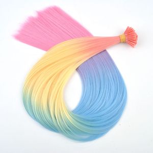 Bán buôn 100pcs tổng hợp I tip cầu vồng phần mở rộng tóc 20 "Ombre màu phần mở rộng tóc lông phần mở rộng tổng hợp - Product Image 2