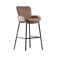 Tabouret de bar de style nordique avec dossier, mousse élastique haute densité, chaise haute en fer forgé de luxe léger, design moderne et minimaliste pour la maison