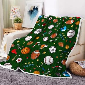 Manta de Franela con Motivos Deportivos, Manta para Siesta, Lavable a Máquina, Resistente a la Decoloración, para Dormitorio, Sala de Estar, Impresión Personalizada YH- - Product Image 5