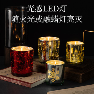 Bougie parfumée en verre sensible à la lumière LED, best-seller transfrontalier, un cadeau romantique pour les anniversaires et - Product Image 2