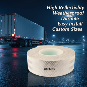 Cinta Reflectante Prismática Certificada por DOT, Alta Visibilidad, Transparente, Autoadhesiva, Material PMMA/PET para Carrocería de Camiones, Automóviles y Vehículos - Product Image 1