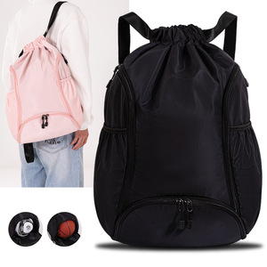 Multi-Functional <b>Drawstring</b> <b>Backpack</b> With Zipper Pockets For Basketball Football Helmet Storage Waterproof Sports Bag Unisex - Product Image 2