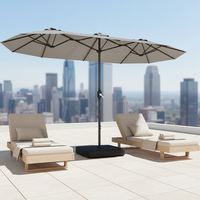 Parasol de Luxe Moderne Double Face Pliable et Étanche Anti-UV pour Extérieur avec Mécanisme de Levage à Manivelle en Fer Robuste et Inclinaison Automatique