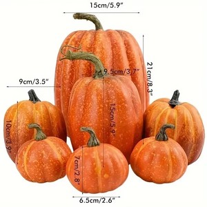 7Pcs Foam Artificial White Yellow Pumpkin Home Decor Set Halloween & Easter Fall Decorations - Product Image 3