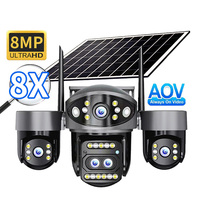 Caméra PTZ sans fil solaire VESAFE QD10-AOV 8K 20MP IP66 étanche avec zoom 8X, sécurité extérieure, carte SIM 4G, 12000mAh V380-Pro