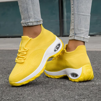 Chaussures de marche classiques pour femmes, respirantes, avec coussin d'air, dessus en coton, antidérapantes, légères, pour la course à pied, printemps automne