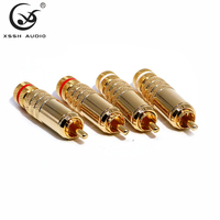 Adaptor Audio RCA XSSH YIVO OEM ODM Berkualitas Tinggi Hifi DIY 9mm Konduktor Berlapis Emas Kuningan Konektor Jack RCA Jantan untuk Pengelasan