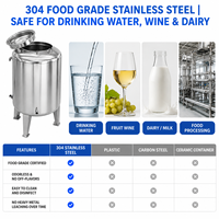 Réservoir de stockage d'eau sanitaire vertical en acier inoxydable de qualité alimentaire de 500 L avec garantie d'un an pour système de traitement de l'eau