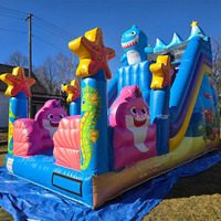 Toboggan gonflable commercial à thème océanique, château gonflable pour enfants, aire de jeux gonflable, trampoline pour l'extérieur