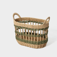 Panier à linge en corde de papier avec poignées, bac de rangement tressé ajouré pour vêtements sales, ensemble d'organisateurs écologiques pour la maison