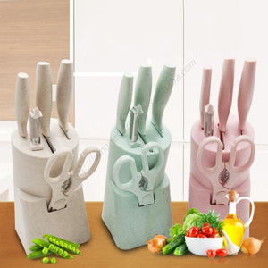 Lot de 6 couteaux de cuisine CL438 – Santoku, utilitaire, éplucheur, outils de cuisson, outil à légumes, lames en acier inoxydable pour chef - Product Image 1