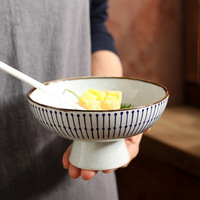 Service de vaisselle en céramique bleu style japonais, assiettes et bols pour sushis, sashimis, plats asiatiques, usage domestique, restaurant et traiteur