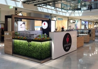 Vitrine à boissons personnalisable haut de gamme moderne et écologique en bois, métal, verre, LED et acrylique, garantie 3 ans pour les centres commerciaux et la vente au détail
