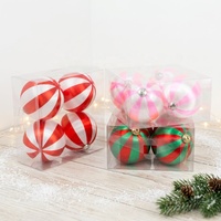 Boules de Noël en plastique de 100 mm enveloppées de fil de soie, lot de 4, coffret cadeau, décoration suspendue, modèle Guangdong 171238