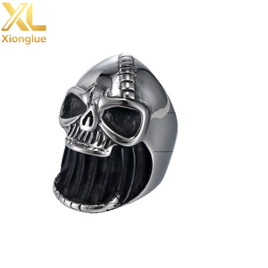 Non Tarnish Punk Mens Skull Shape <b>Stainless</b> <b>Steel</b> Band Beer Bottle Opener <b>Ring</b> - Product Image 2