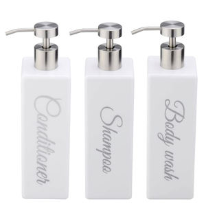 Dispensador de Acondicionador y Gel de Ducha de Diseño Personalizado <span class=keywords><strong>Blanco</strong></span>, Botella de Champú de Cerámica, Logotipo de Marca, Tarro de Gres - Product Image 1