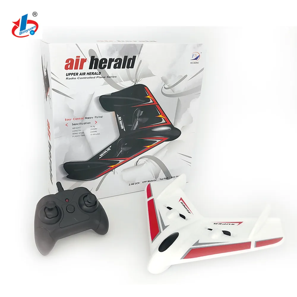 Binyuan FX601 Air Herald Delta Wing Glider Indoor RC Triangle Wing 2.4G 2CH 80M Remote Control Foam Glider Plane Airplane Toys