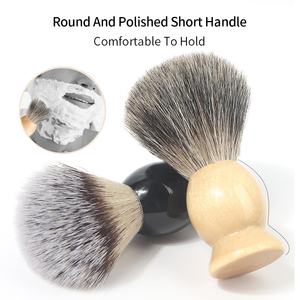 Jabón de alta calidad Original <span class=keywords><strong>barba</strong></span> pura cara negra madera venta al por mayor Etiqueta Privada madera de bambú hombres brocha de afeitar tejón - Product Image 2