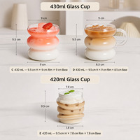 Tasses à café en verre OEM ODM, irrégulières, résistantes à la chaleur, faites à la main, pour café, 390-430 ml, avec options de poignée