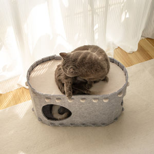 Casa para gatos de interior, túnel plegable de fieltro para gatos, cama cerrada con gatos grandes resistentes a los arañazos de hasta 22 libras - Product Image 1