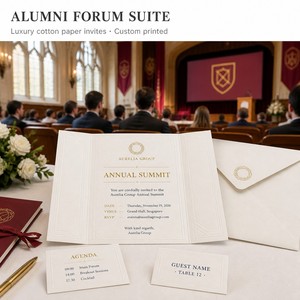 Carte d'invitation de luxe en papier artistique avec enveloppe, carte de table, kit personnalisé pour événements d'anciens étudiants, emblème doré à chaud, faible MOQ - Product Image 2