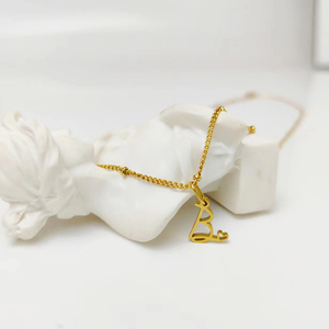 Collana eManco Classic in acciaio inossidabile con iniziali e perline, ciondolo a forma di cuore con lettera artistica, nome personalizzato, regalo di fidanzamento. - Product Image 6