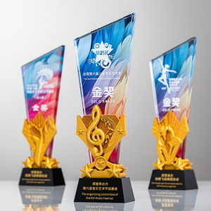 Music Crystal <b>Trophy</b> Laser <b>Engraved</b> Durable Award For School Competition Conference Supplies Business Gift - Product Image 2