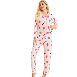Camicie da donna taglie forti natale e <span class=keywords><strong>capodanno</strong></span> con risvolto a maniche lunghe con fiocco di neve pantaloni lunghi con comodo abbigliamento per la <span class=keywords><strong>casa</strong></span> - Product Image 5