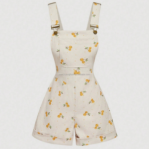 Custom Suspender Floral Print Corduroy <strong>Short</strong> Overalls <strong>for</strong> <strong>Women</strong> - Product Image 3