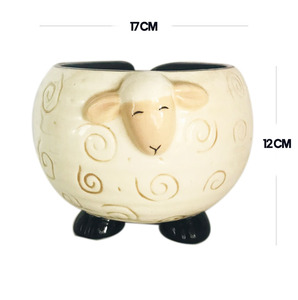 Grand bol à laine en céramique en forme de <span class=keywords><strong>mouton</strong></span> pour le crochet, support de fil à tricoter, outil artisanal fait main, travaux d'aiguille et décoration - Product Image 3