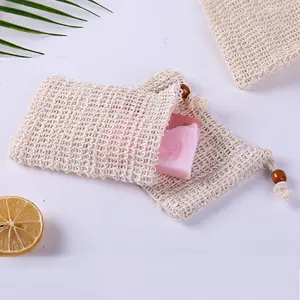 Natural Sisal Soap Saver Pouch Zero Waste Plastic-free Soap Net Foaming and Drying Massage Peeling Soap Bag