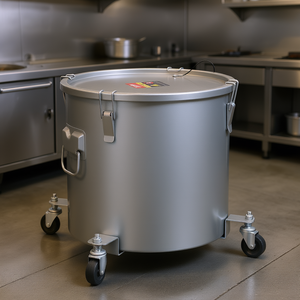 Seau à graisse en acier au carbone de 10 gallons avec base à roulettes et clips de verrouillage du couvercle pour l'élimination commerciale des huiles - Product Image 2