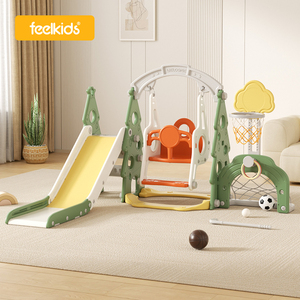 Feelkids Ensemble <span class=keywords><strong>de</strong></span> <span class=keywords><strong>jeux</strong></span> d'intérieur pour enfants : <span class=keywords><strong>Toboggan</strong></span> forêt, maison <span class=keywords><strong>de</strong></span> jeu, balançoire en plastique - Product Image 1