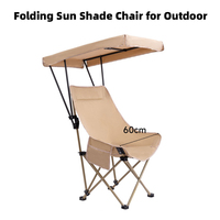 Chaise pliante à cadre en acier résistant aux UV, auvent réglable, chaise de camping multifonction portable, protection solaire pour toutes les activités de plein air
