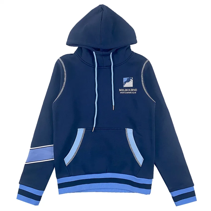 2023 Hoodie bordir Logo Heavy Duty Royal Blue desain pria Hoodie kosong kustom pria