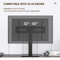Support TV de bureau réglable en hauteur, nouveau style, verre trempé, acier, inclinaison de 25°, compatibilité 32-65 pouces, VESA max 600x400, certifié CE