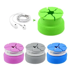 Soft Silicone Cable Winder Wrap Portable Earbud Cord Box Earphone Holder Case Cord organizer