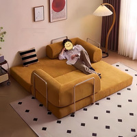 Sofá Cama Plegable de Tela con Estructura Metálica Minimalista Italiana para Apartamentos Pequeños, Sala de Estar, Dormitorio, Sofá Doble de 3 Plazas
