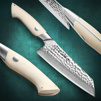 XINZUO Sharp Custom Damascus Staal Snijmes Japans Santoku-mes Duurzaam Wit G10 Handvat