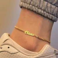 EMANCO Chaîne de cheville personnalisée pour femme, style bohème, en acier inoxydable plaqué or 14 carats, chaîne cubaine sur mesure, vente en gros et dropshipping