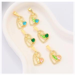 Zircon nouvellement conçu religieux <span class=keywords><strong>Saint</strong></span> Jude's Cane pendentif collier classique rétro plaqué or alliage jésus plume breloques - Product Image 2