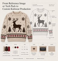 Pull en tricot personnalisé pour homme, style Noël nordique, laine 12GG, manches longues, chaud pour l'hiver, OEMODM, pull jacquard de Noël