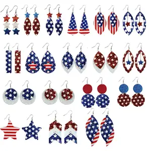 American flag Stars And Stripes Elements Independence Day Earrings Election Theme Leather DIY Earring