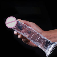 Dildo de Cristal Realista, Impermeable, Transparente, de Silicona, Largo, Grande, Portátil, con Ventosa, Juguete Sexual para Mujeres, para Uso Individual