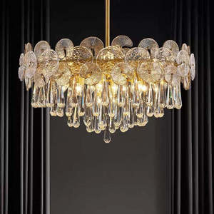 Candelabro de cristal K9 de lujo dorado moderno para comedor de dormitorio Simple posmoderno para sala de estar - Product Image 5