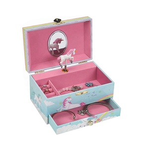 custom made imitation Leather jewellery unicorn musical jewelry box